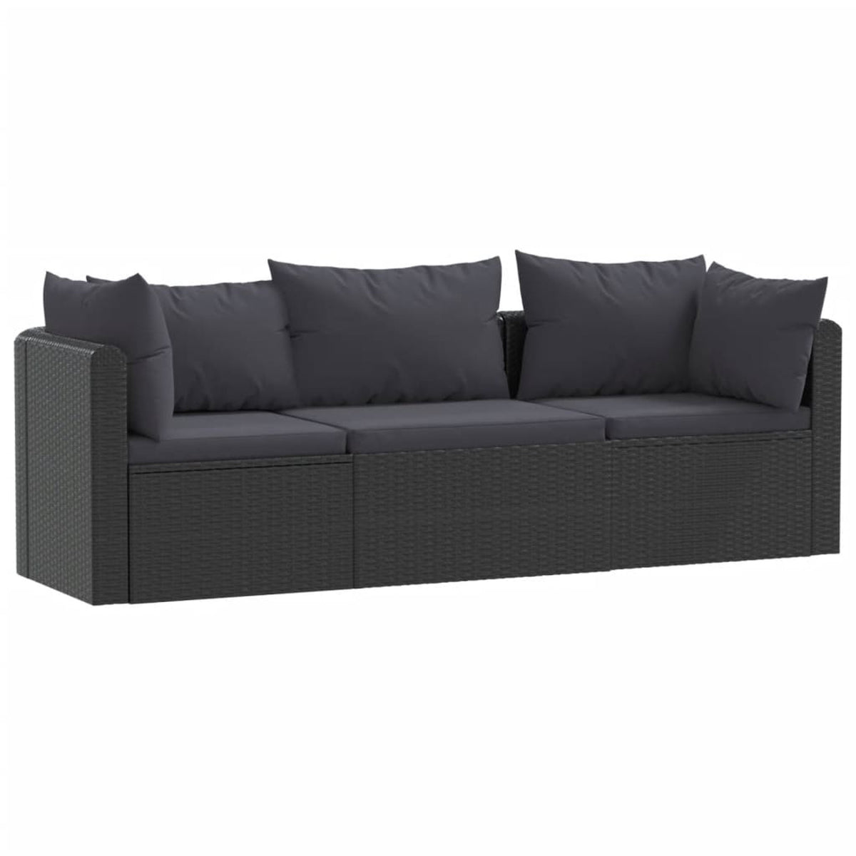3 Piece Poly Rattan Patio Sofa Set with Cushions R871