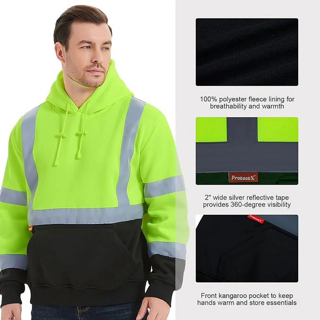 Green X Large Hi Vis Safety Hoodie K4358