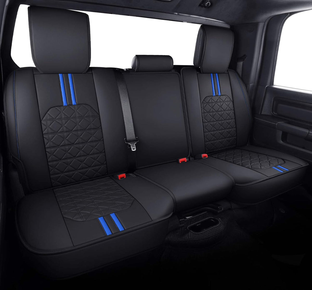 Black Faux Leather Front Seat Covers for Dodge RAM Pickup F491