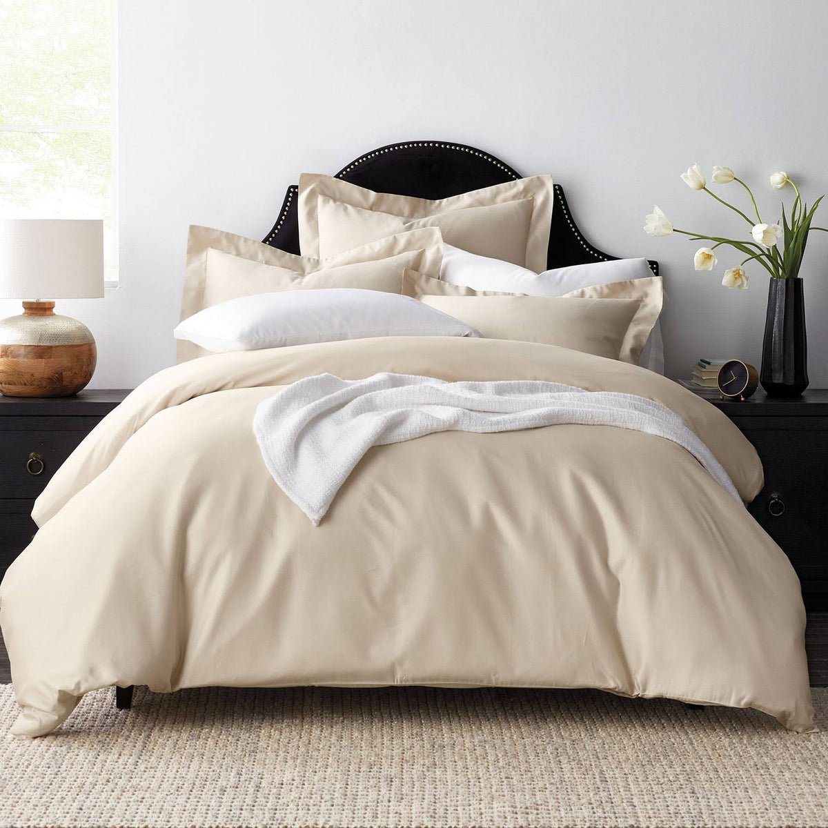 Pale Yellow Solid Egyptian Cotton Sateen Euro Sham A842718