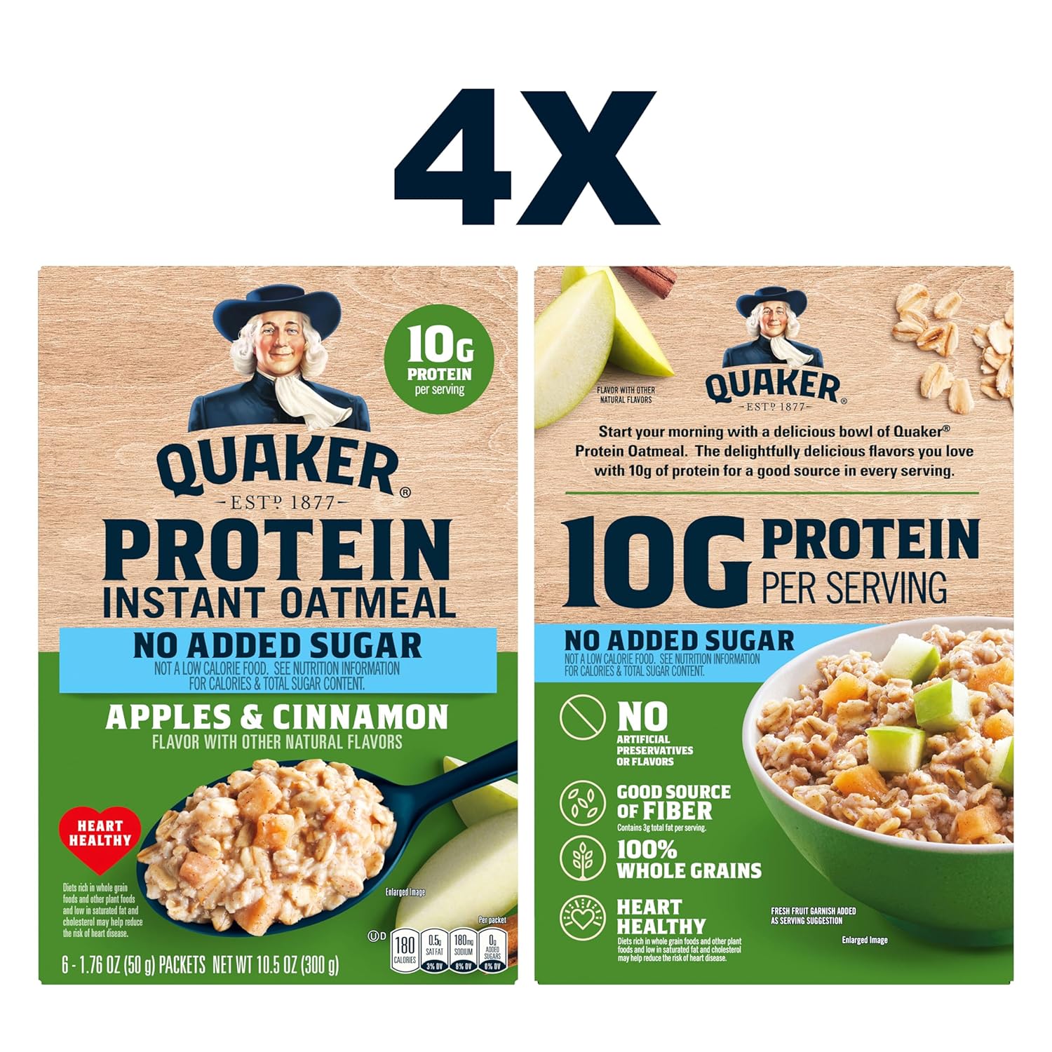Protein Apple Cinnamon Instant Oatmeal, 4 Pack, 42 Oz A1564