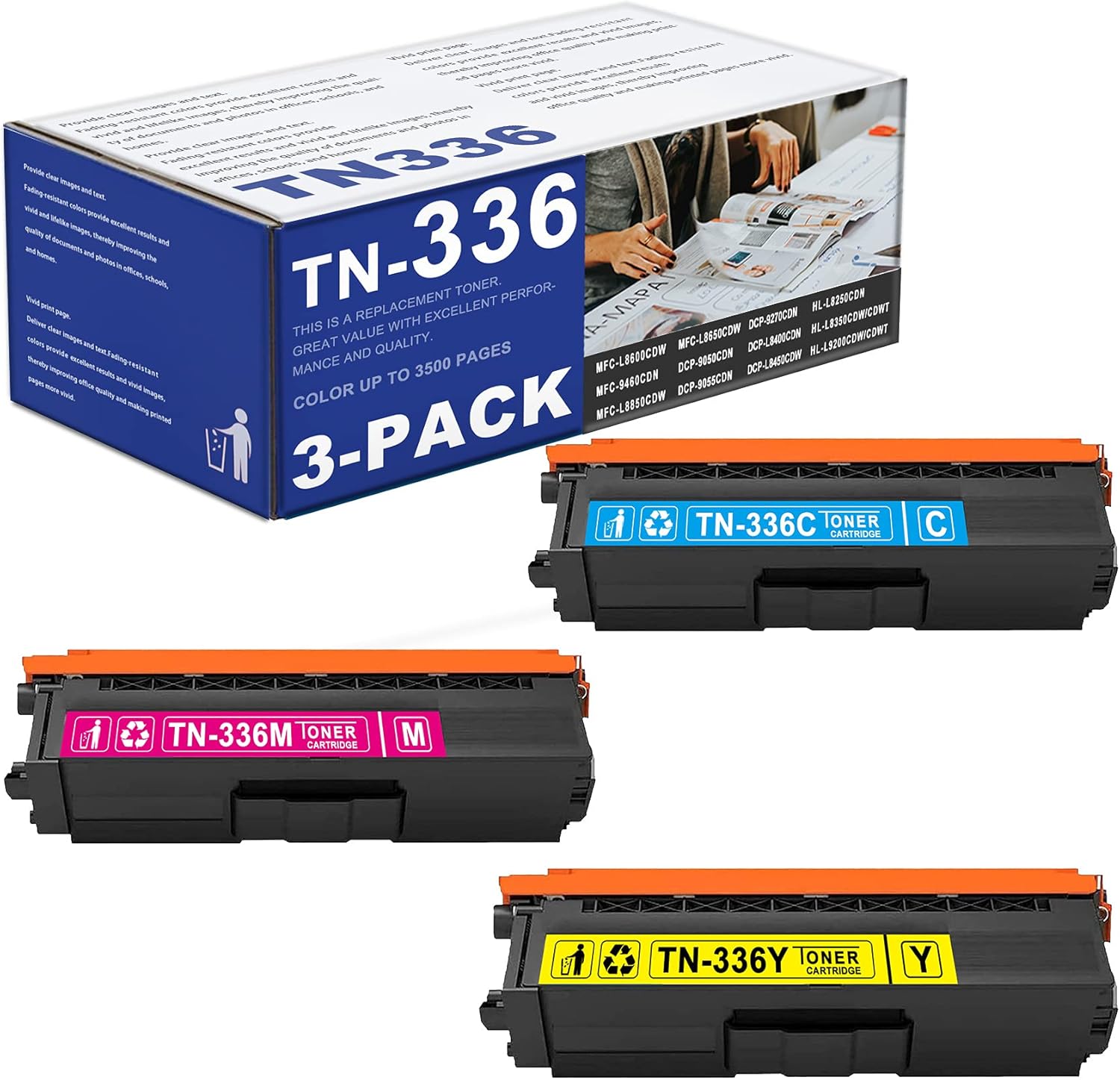 3 Pack High Yield Toner Cartridge for Brother Printer M160056