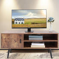 Rustic Brown TV Stand with Open Storage Shelves and Cabinet K64657