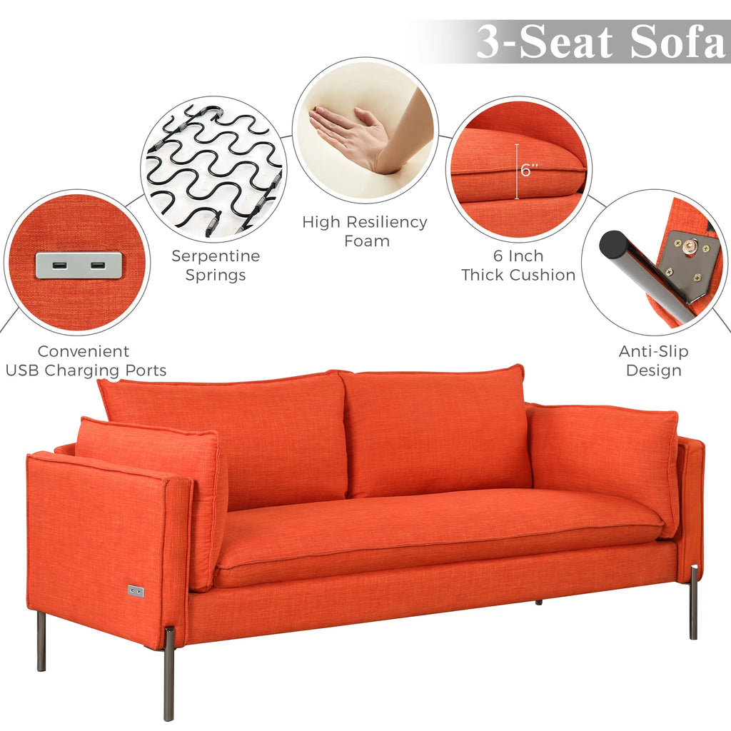 2 Piece Linen Fabric Loveseat and 3 Seat Couch Set K188