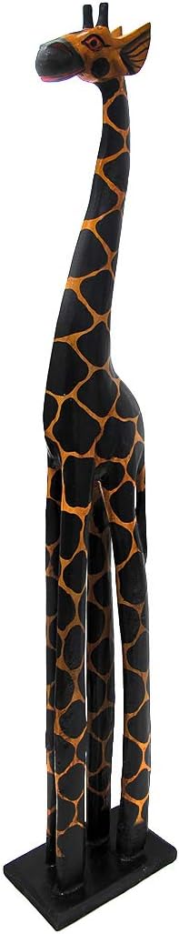 Hand-Carved Wooden Giraffe Statue E936