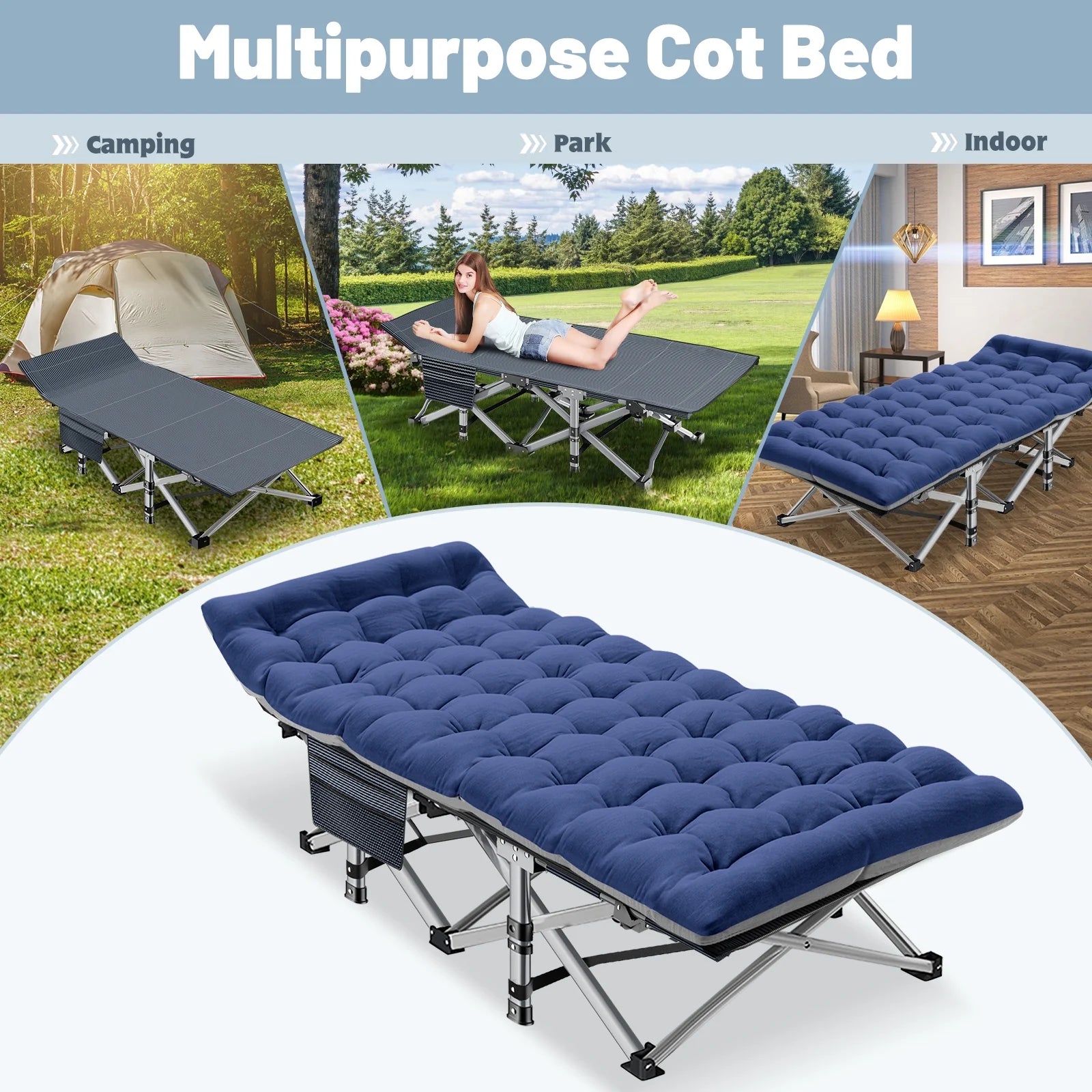 Folding Bed Cot with Carry Bag & Mattress X520