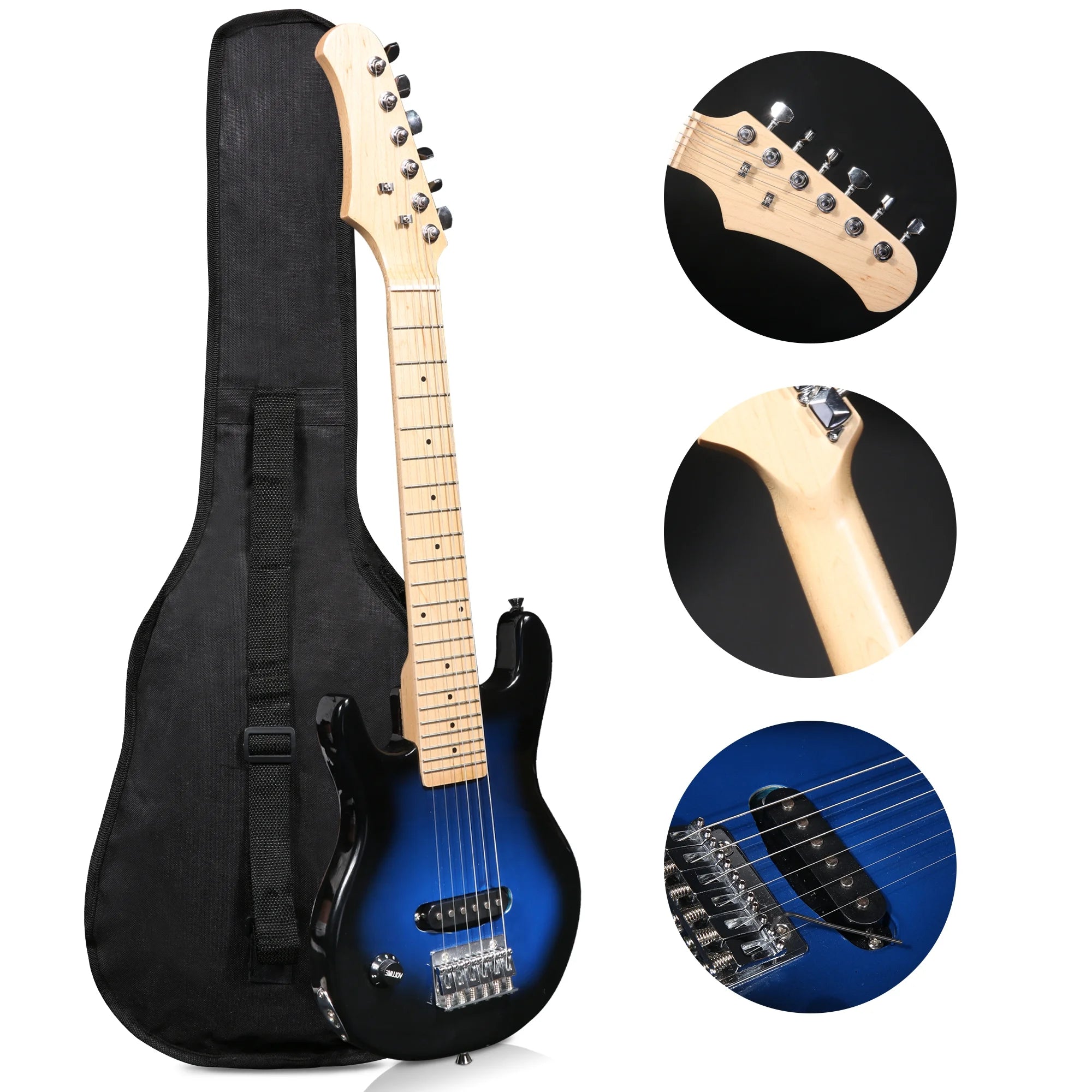 Blue 30 inch Electric Guitar Beginner Kit with Gig Bag and Amplifier Z11035