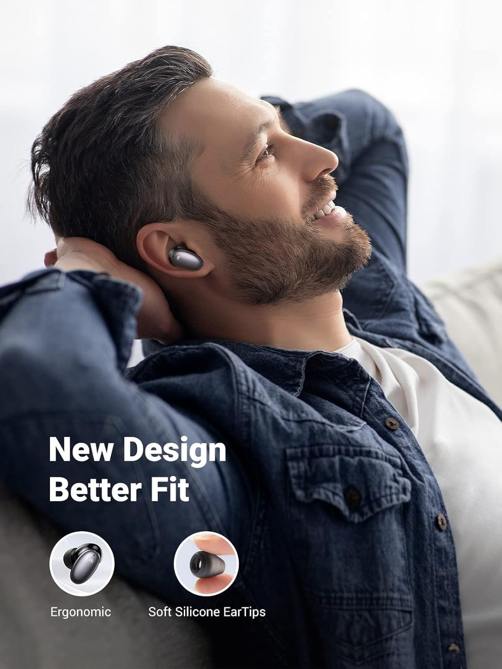 Hybrid Active Noise Cancelling Wireless Earbuds with 6 Mics ENC, 10mm Driver, Touch Control, 26H Playtime R156
