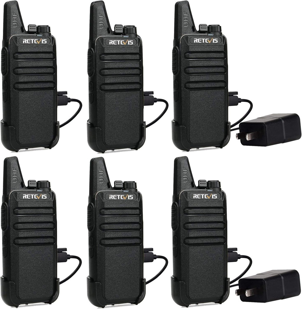 6 Pack Rechargeable 2 Way Radios with 6 Way Multi Gang Charger S732