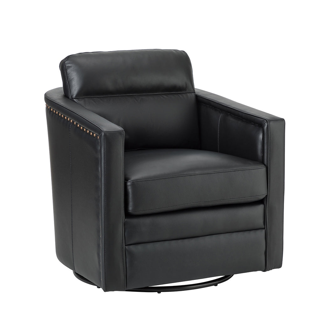 Genuine Leather Swivel Chair with Arms D918