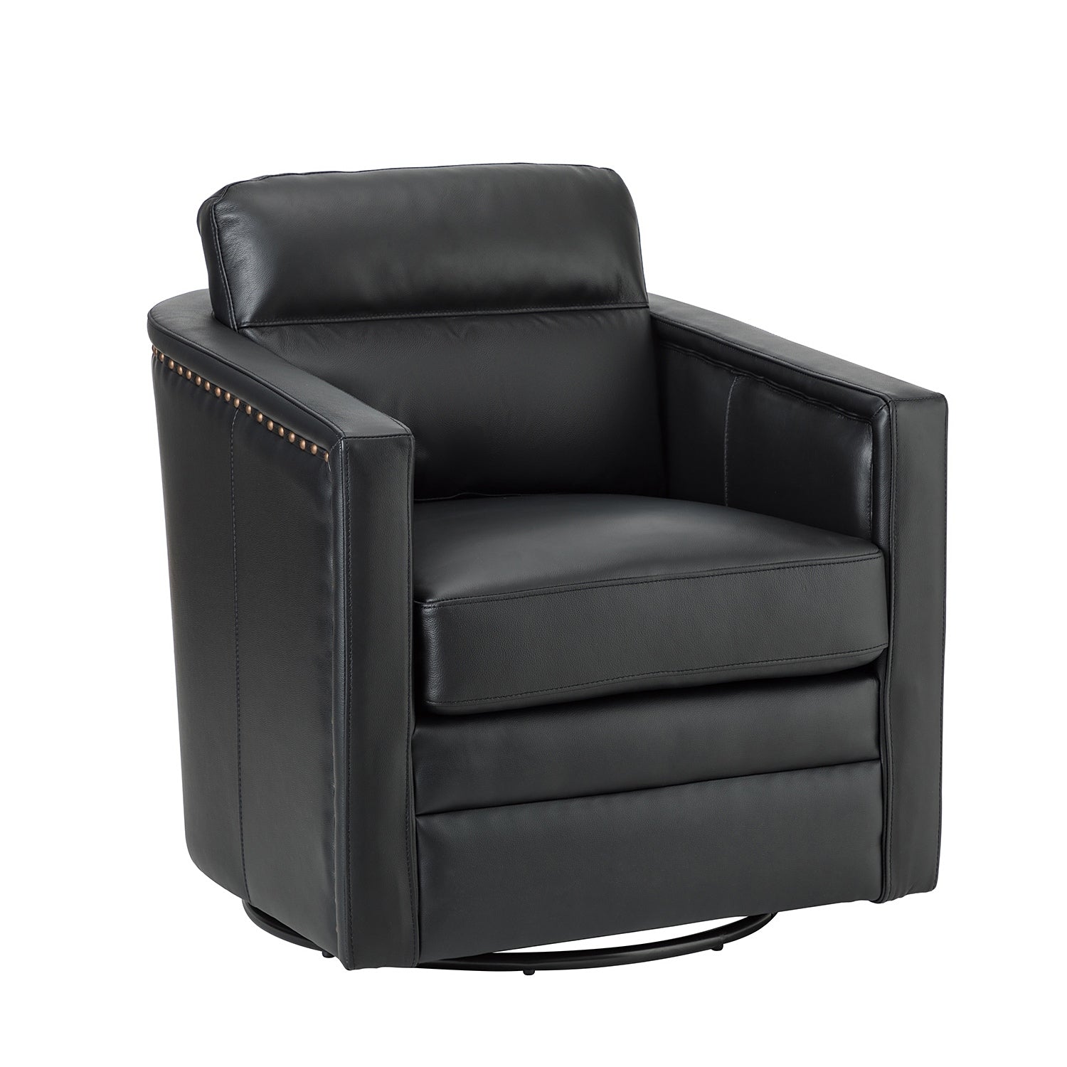 Genuine Leather Swivel Chair with Arms D918