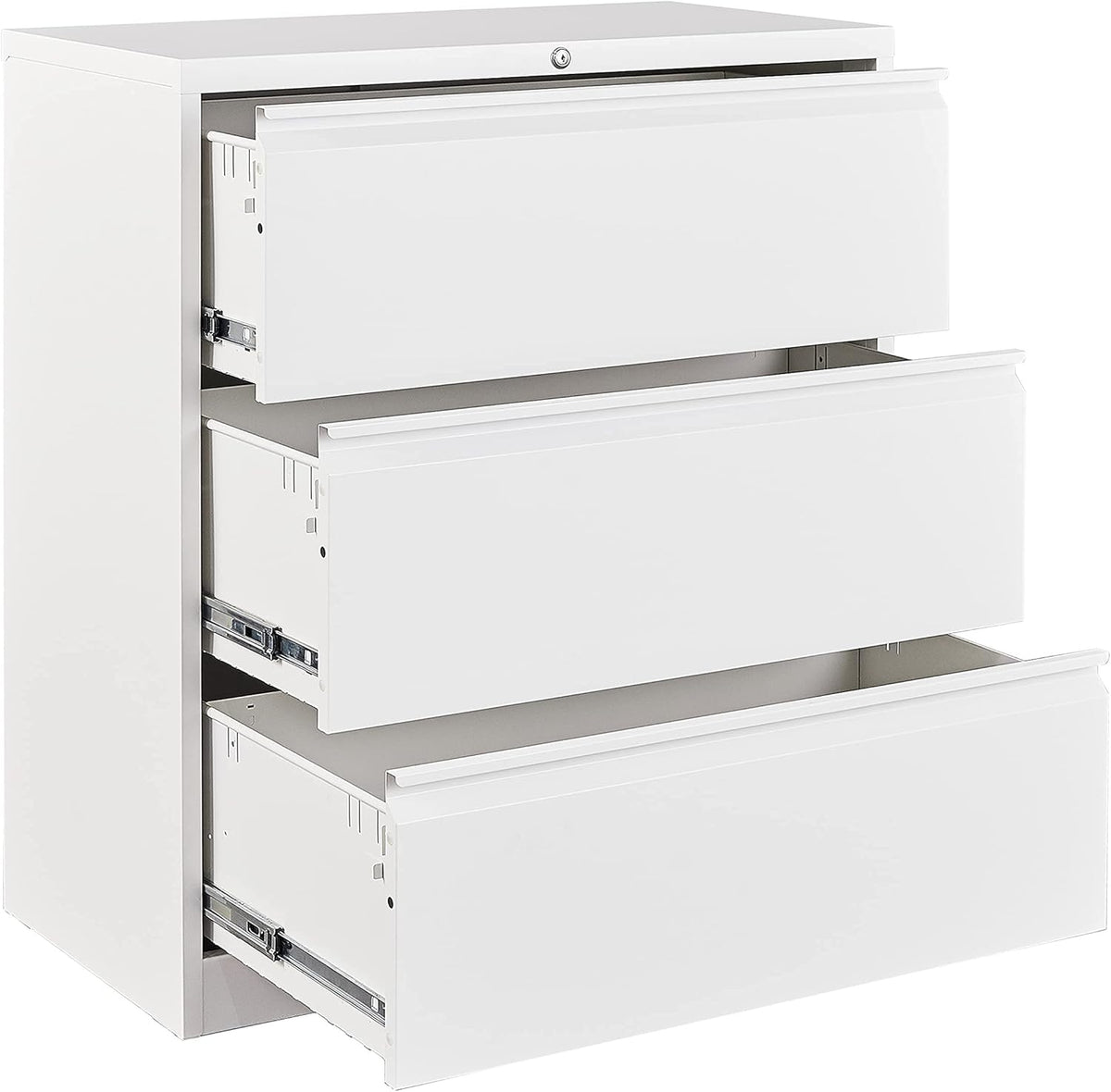 White 2 Drawer Lateral File Cabinet with Lock B80522