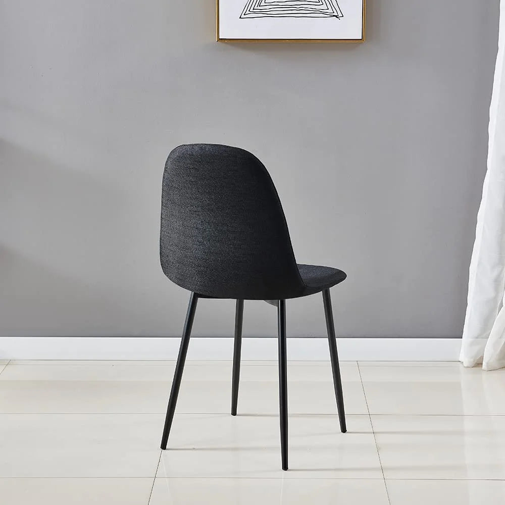Black Fabric Upholstered Side Chairs Set of 4 with Metal Legs L9015