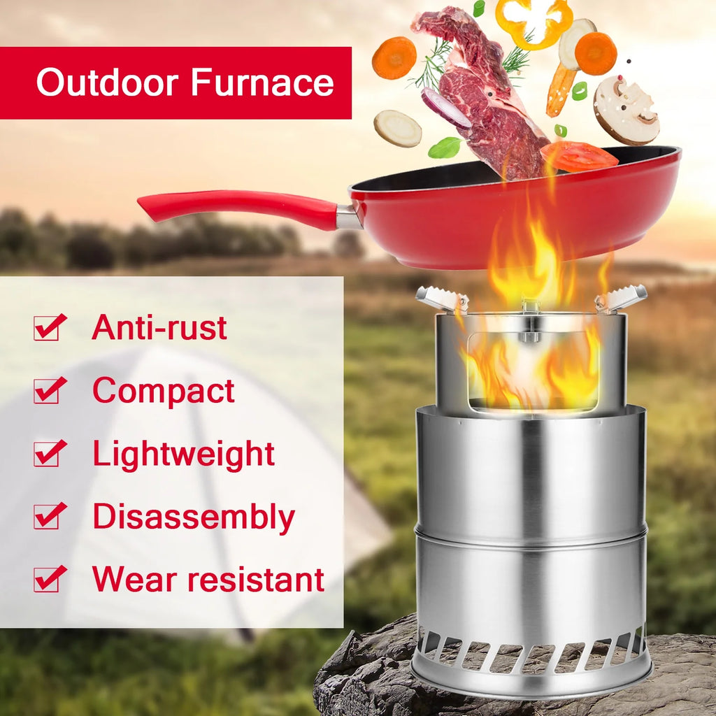 Windproof Stainless Steel Detachable Wood Stove B770