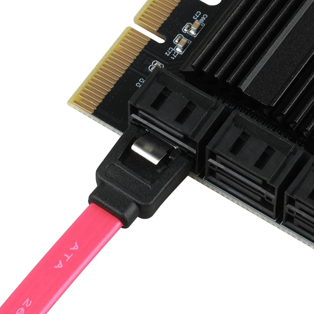 PCIe X4 SATA Card 6 Ports, Non Raid, SATA III Controller Expansion Card 6 Gbps, with 6 SATA Cables+Thin Bracket Pack of 2 M7167