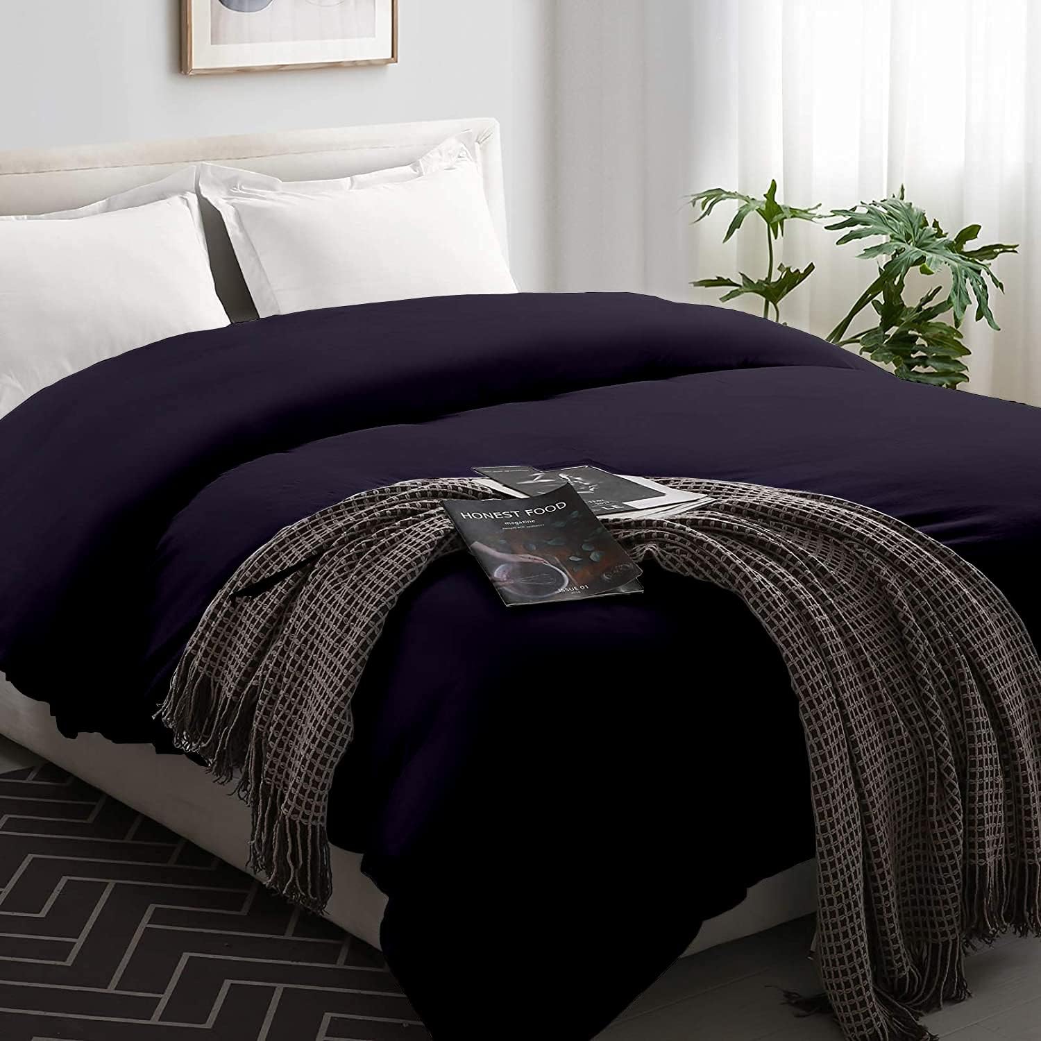 Silver Grey Striped King Duvet Cover with Zipper Closer Q60129
