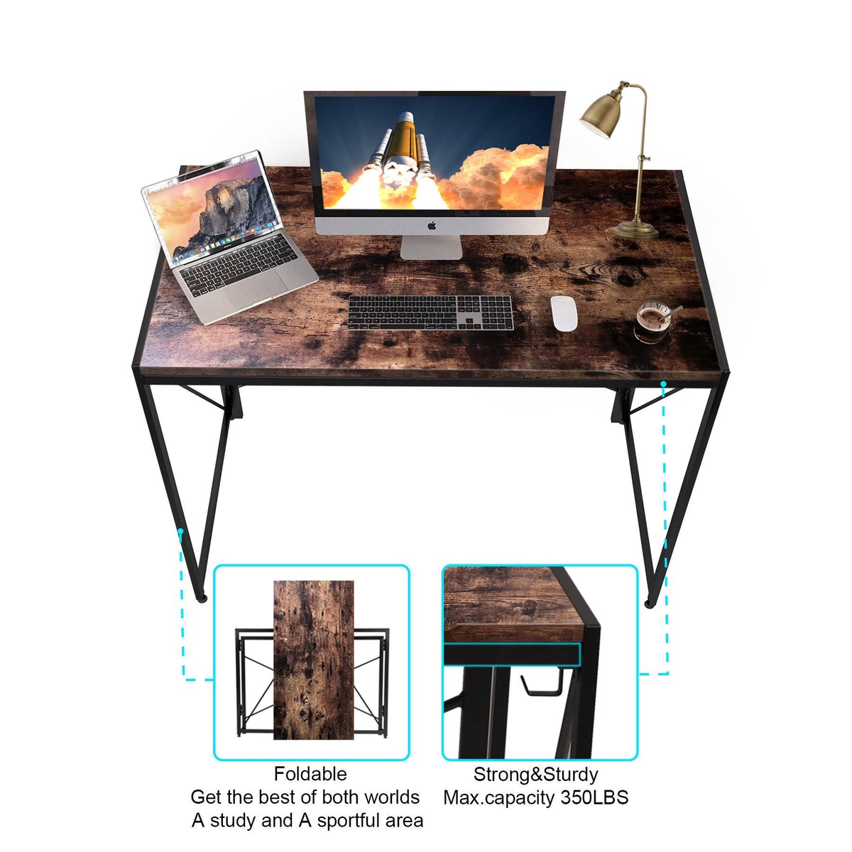 Rustic Folding Computer Desk B850567