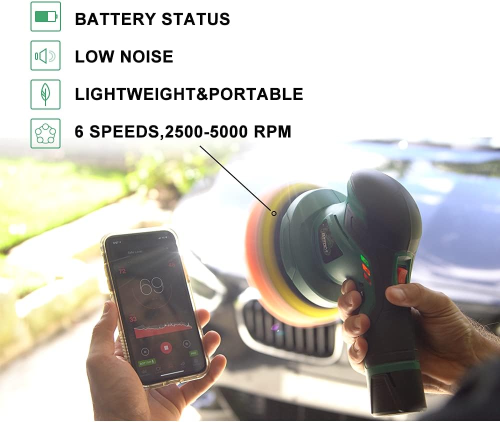 Cordless Car Buffer Polisher with 2pcs 12V Lithium Rechargeable Battery Brushless Polisher M4306