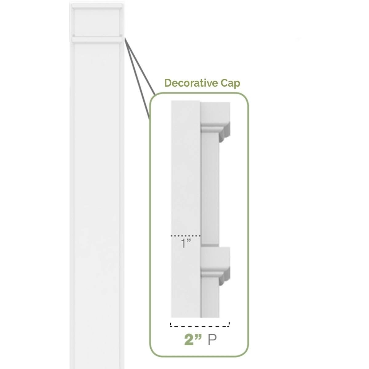 Two Equal Flat Panel PVC Pilaster with Decorative Capital & Base (Pair) B856