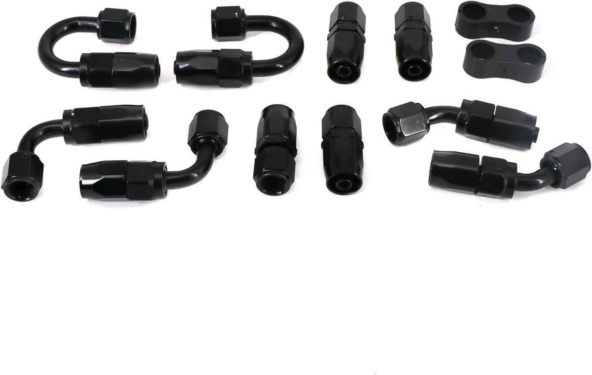 6AN 20Ft Braided Nylon Stainless Steel Fuel Line Hose Fitting Kit 10pcs B655736