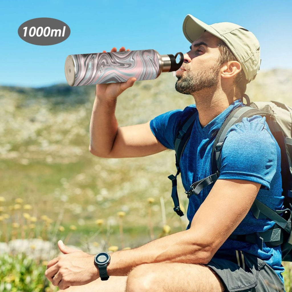 Pink Stainless Steel Insulated Water Bottle with Straw Lid Q77154