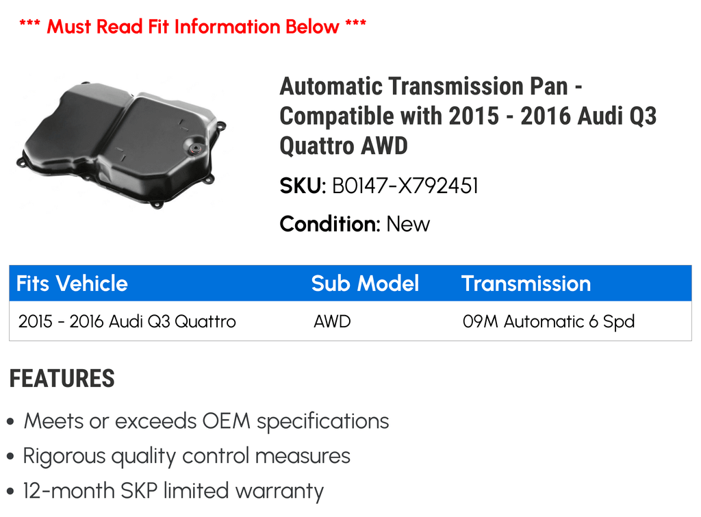 Automatic Transmission Pan K638