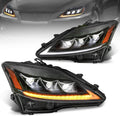 Full LED Projector Headlight with Sequential Turn Light, Amber Reflector (Set of 2) W19849