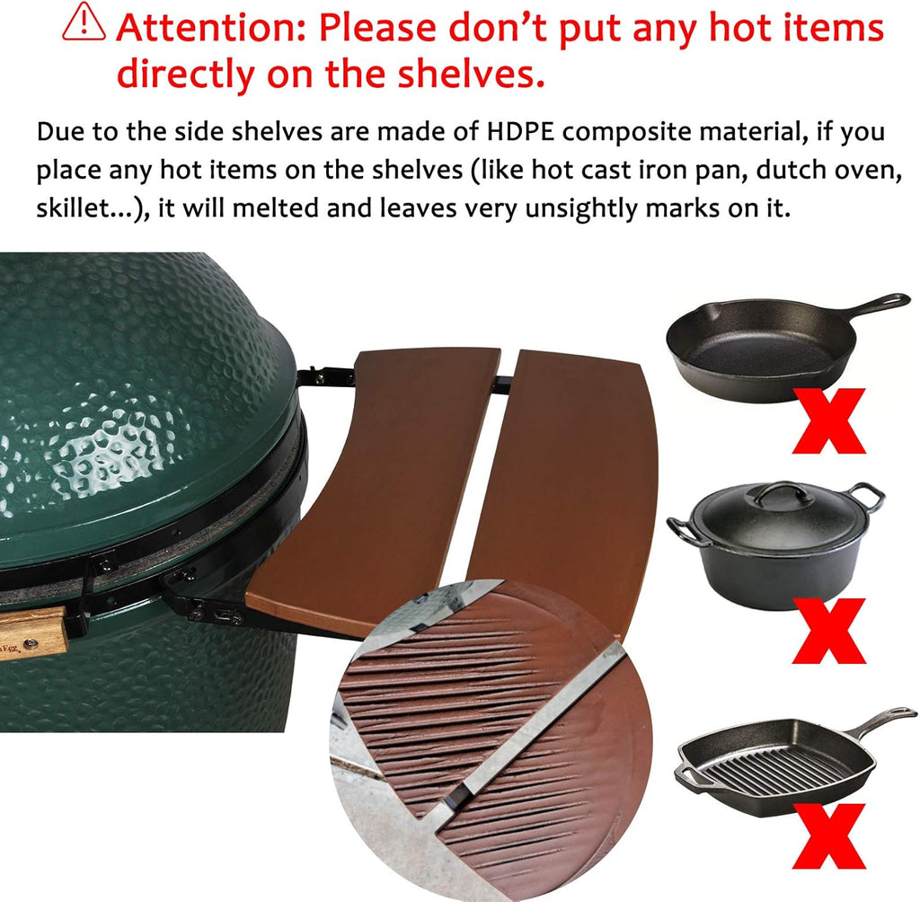 HDPE Folding Side Shelves for Big Green Egg, Set of 2 Z1128
