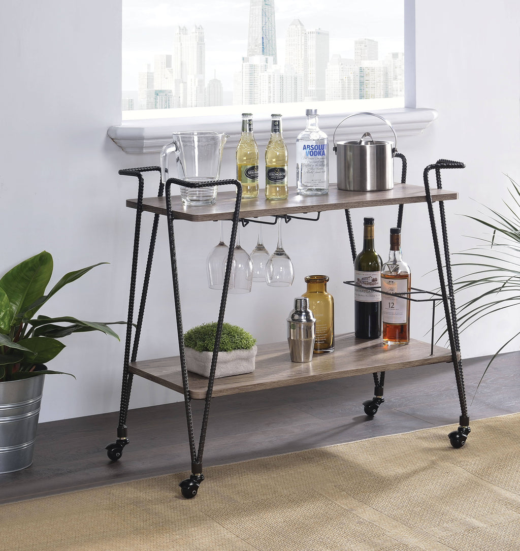 Rustic Oak Serving Cart R80623