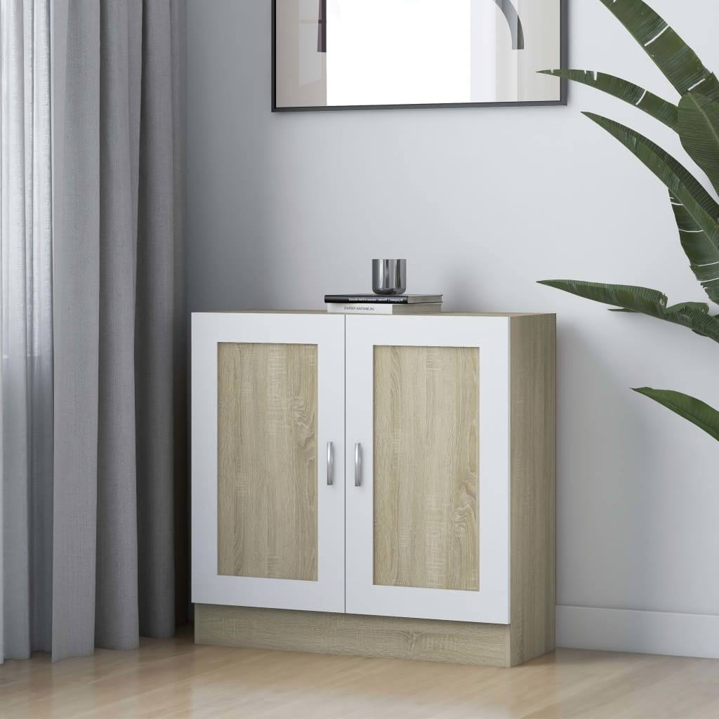 Book Cabinet White and Sonoma Oak Chipboard N925841