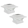 White Dual Lighted Solar Post Cap Set 2 Aluminum T4685