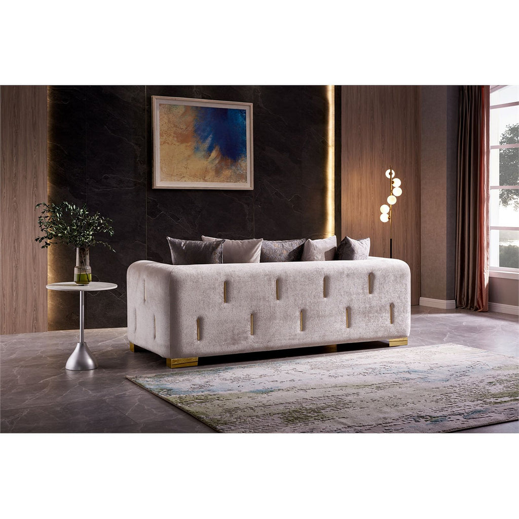 Beige 3Pc Velvet Living Room Set E2817