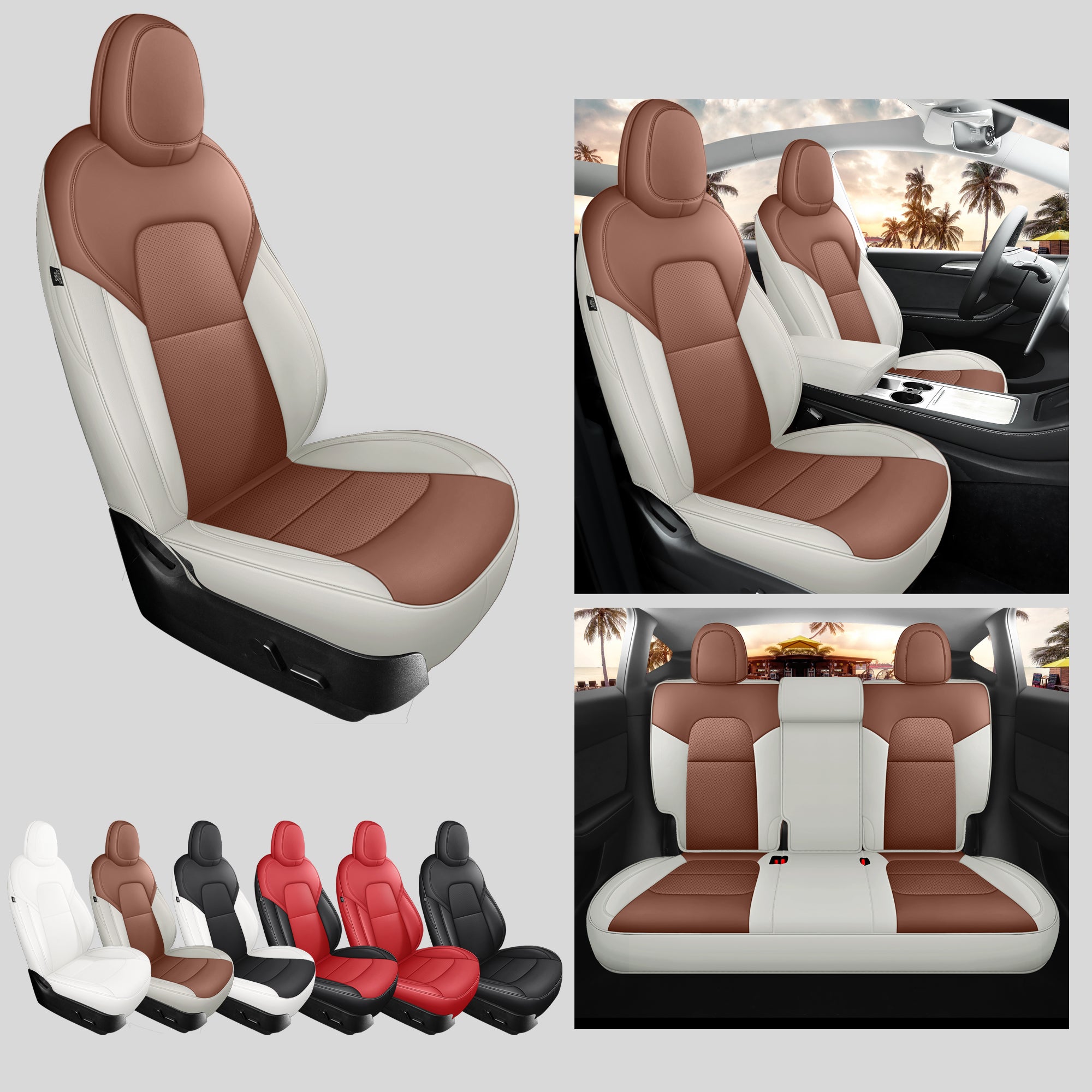 Brown and Beige Car Seat Cover B88334