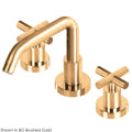 Brushed Gold Deck Mount Widespread Bathroom Faucet with Drain Assembly Y8303
