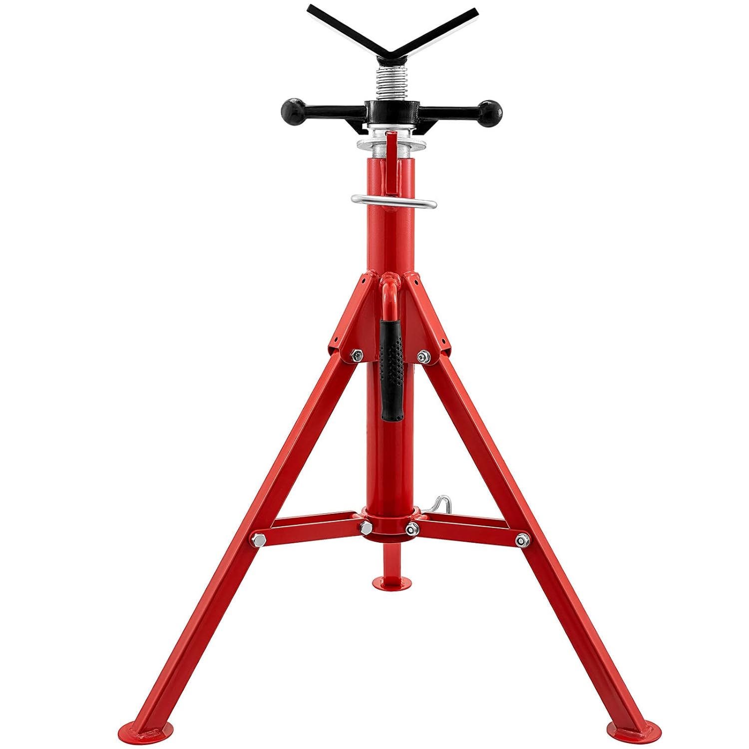 V Head Pipe Stand, Adjustable Height 24-42, 2500 lb. Load Capacity, Carbon Steel S13717