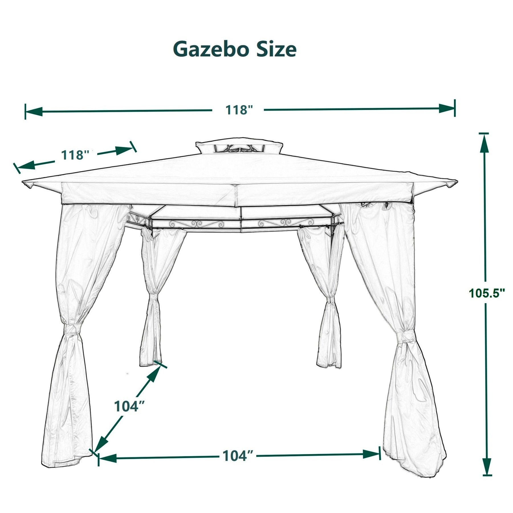 10x10 Ft Outdoor Patio Gazebo Frame H17084