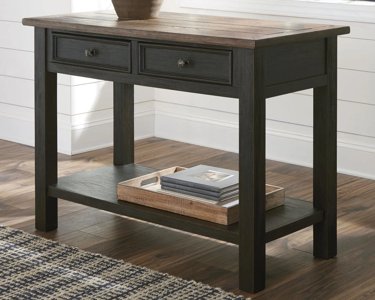 2 Drawer Sofa/Console Table, Grayish Brown/Black K923419