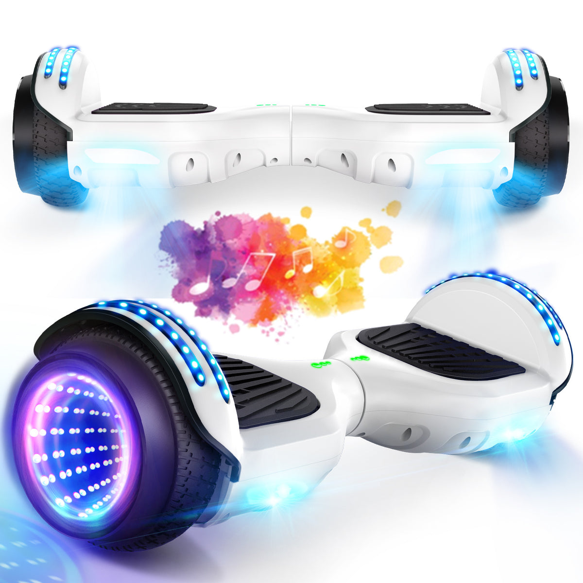 White 6.5" Hoverboard with LED Lights and Bluetooth Speaker C321830