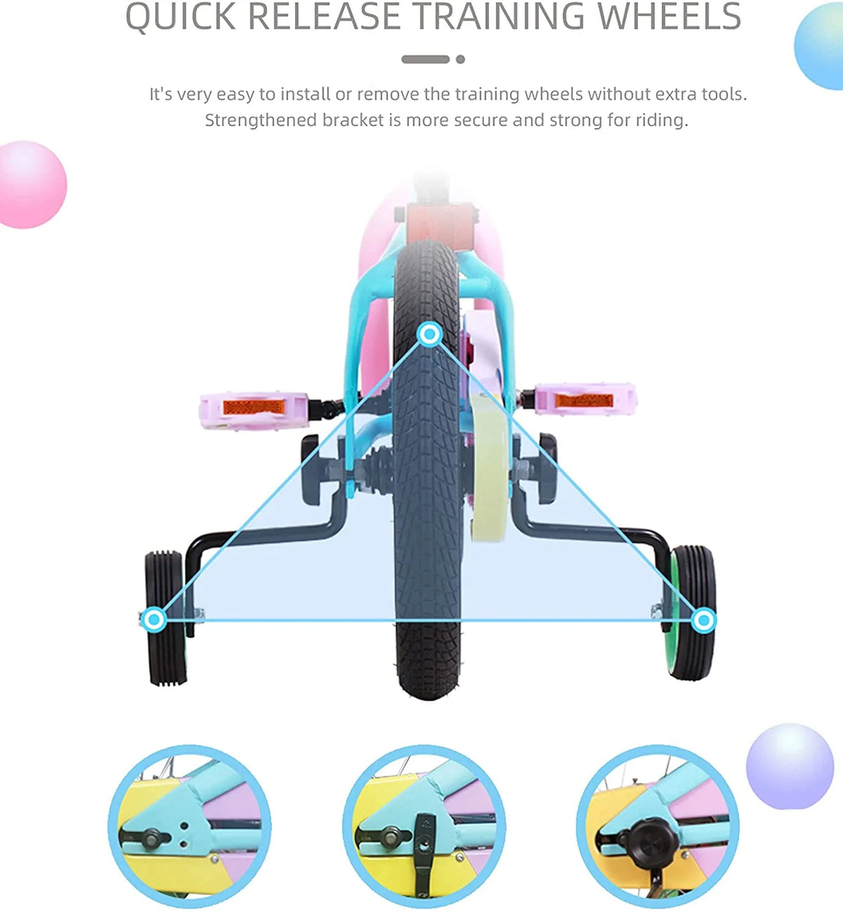 Rainbow Kids Bike with Basket, Training Wheels & Coaster Brake J79278