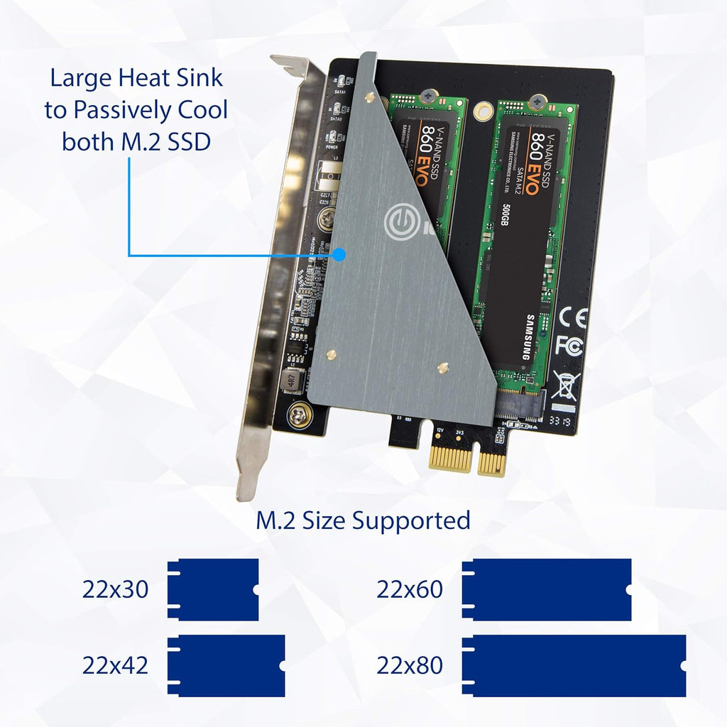 Dual M.2 SATA SSD PCI Express 3.0 x1 Expansion Card B289078