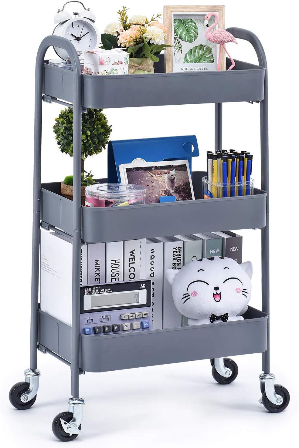 3 Tier Metal Utility Cart with Locking Wheels M5531