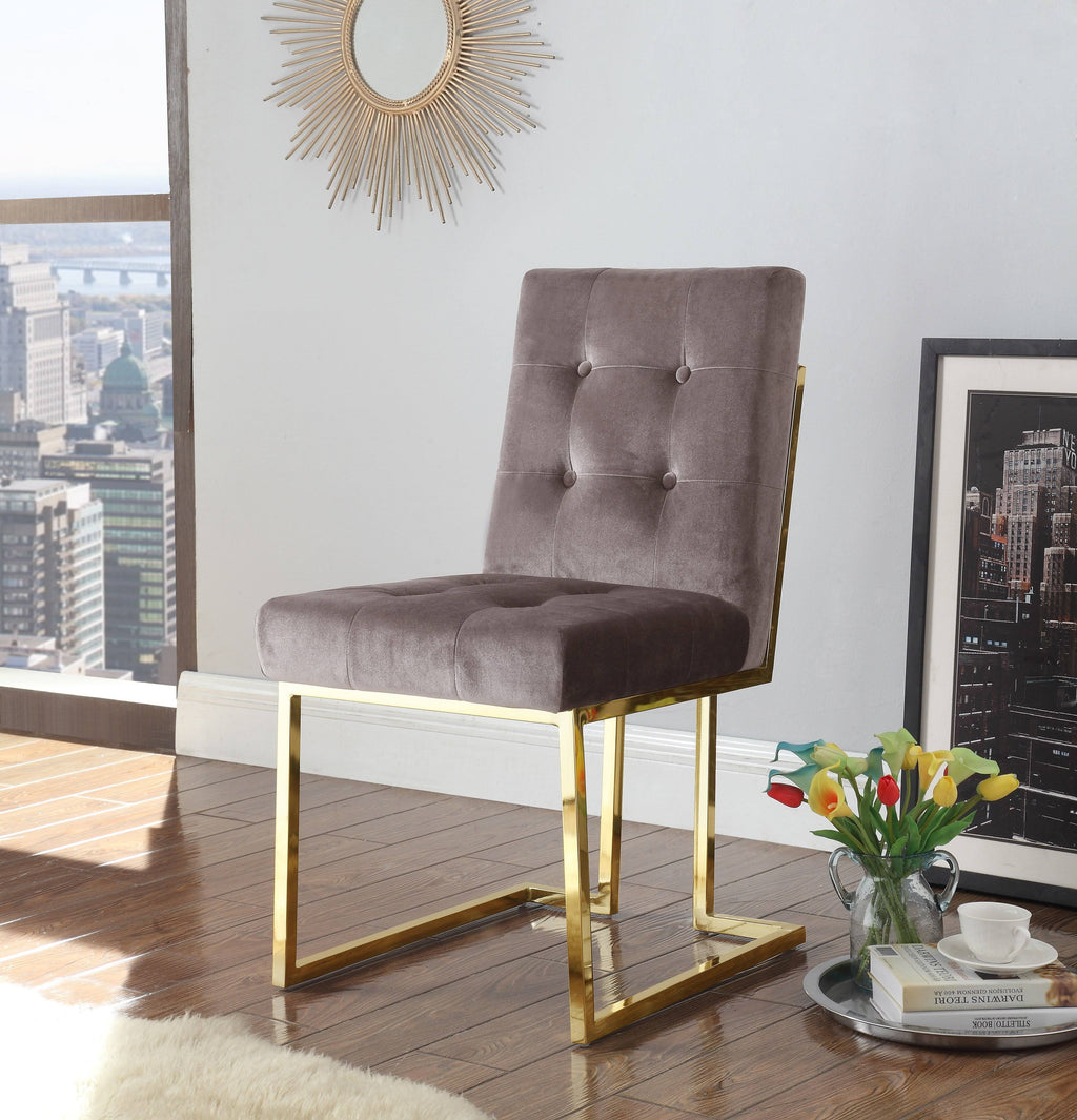 Taupe Tufted Velvet Dining Side Chair F65177