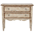 Distressed Two Drawer Farmhouse Hall Chest in Weathered Cream Z390