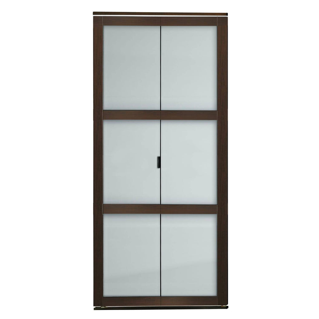Mocha 3-Lite MDF Wood Frame Frosted Glass Closet Bi-Fold Door F5155