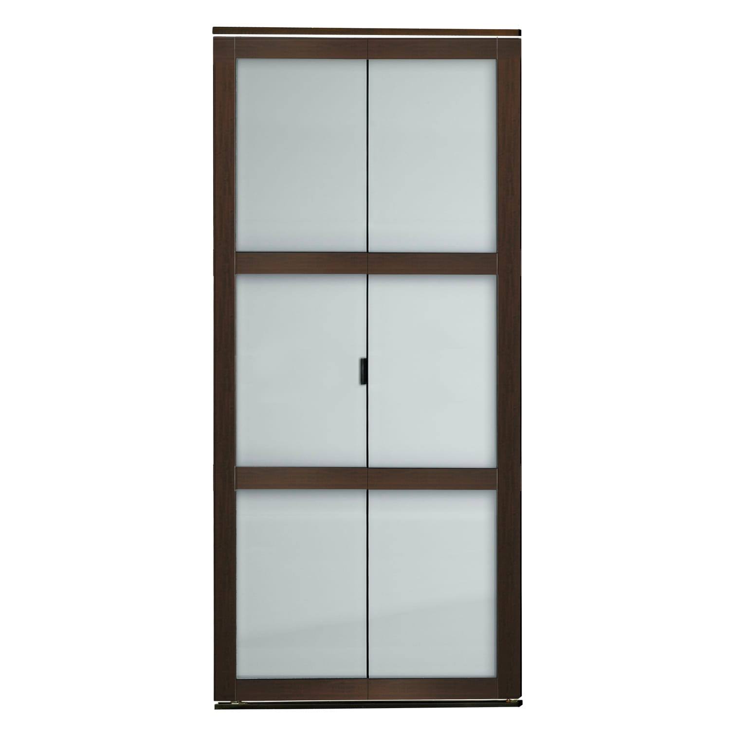 Mocha 3-Lite MDF Wood Frame Frosted Glass Closet Bi-Fold Door F5155