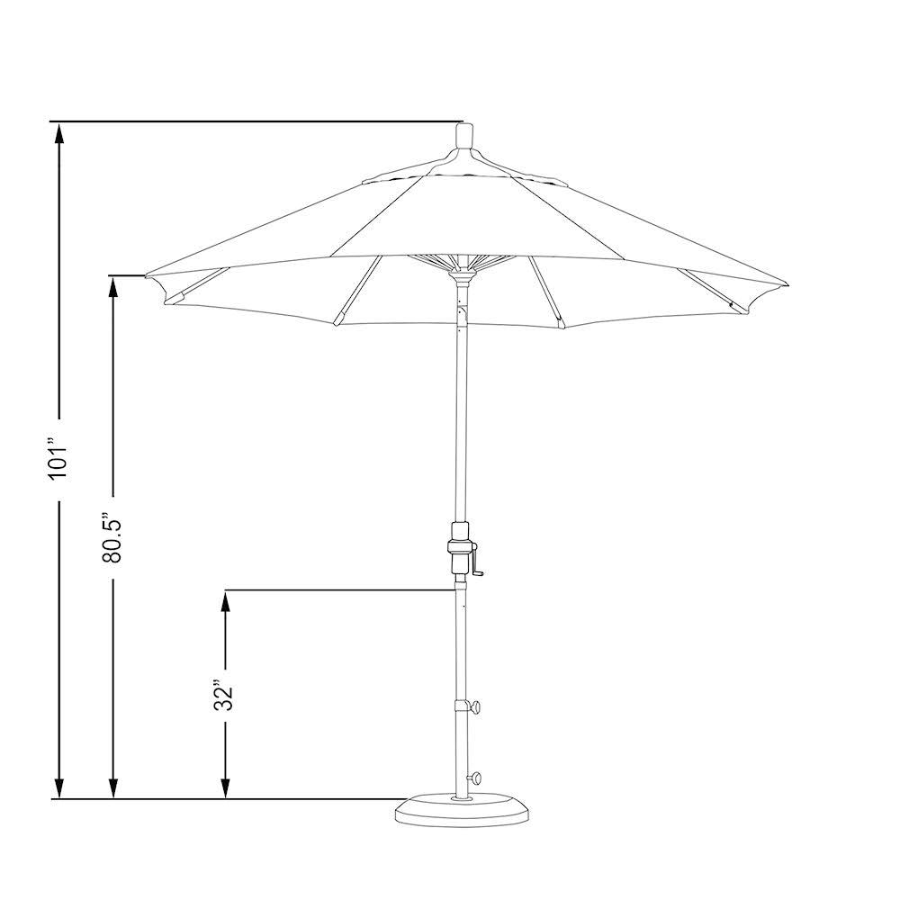 9 Feet Fiberglass Market Umbrella Collar Tilt M White/Bay Brown O801