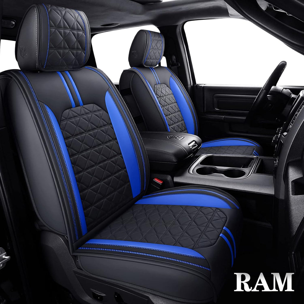 Black Faux Leather Front Seat Covers for Dodge RAM Pickup F491