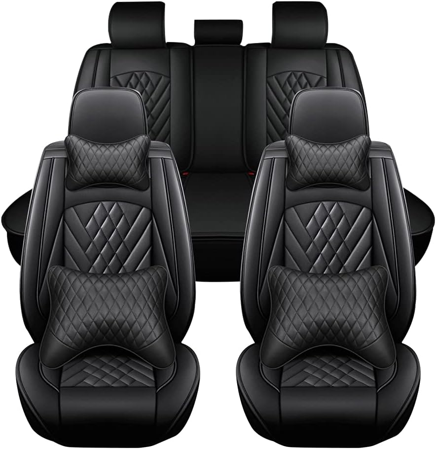 Leather Full Surround Car Seat Cover, 4 Seasons Universal, Fit for 5 Seats Cars/SUV/Vans N2374