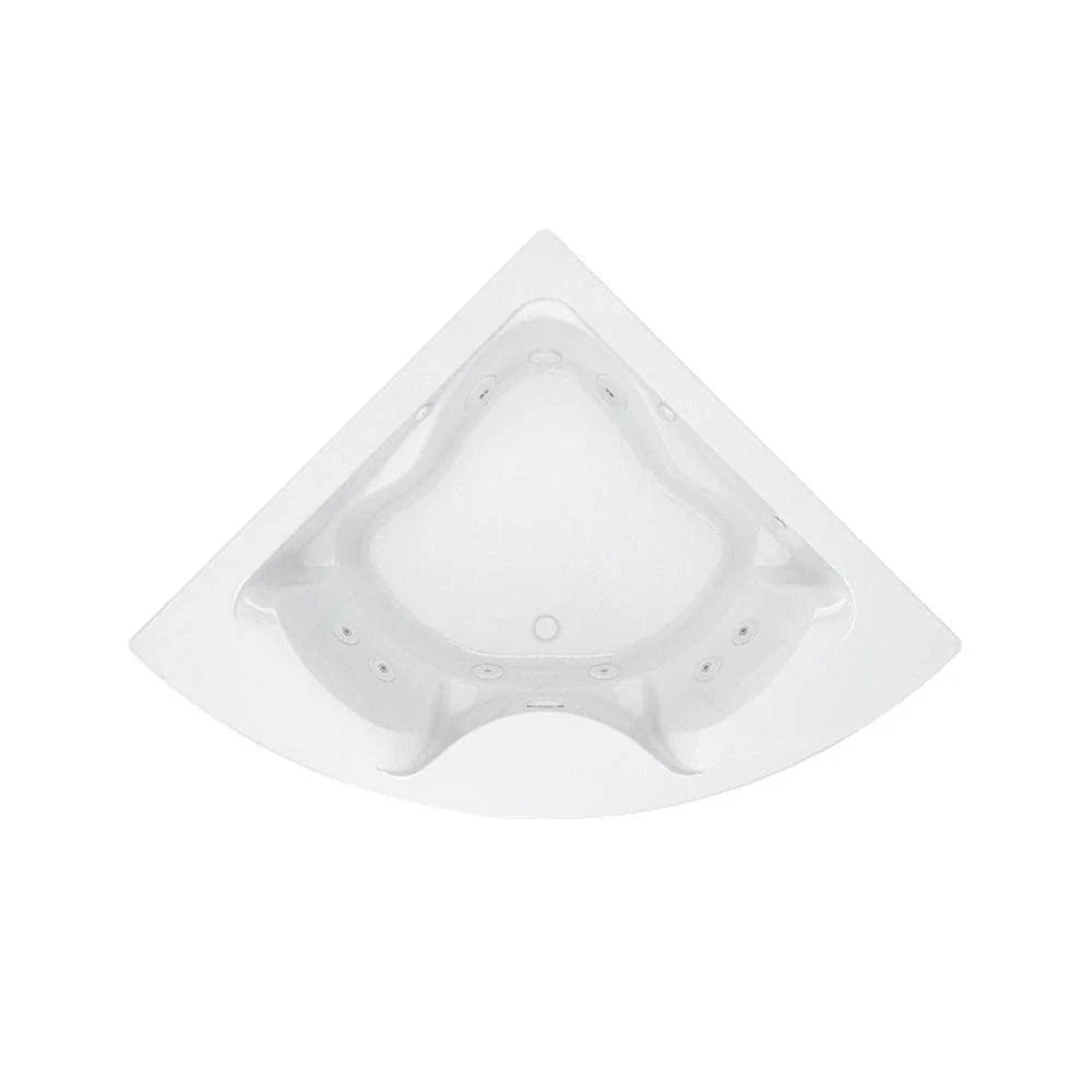 White 85 in. x 60 in. Center Drain Corner Whirlpool Tub M37926
