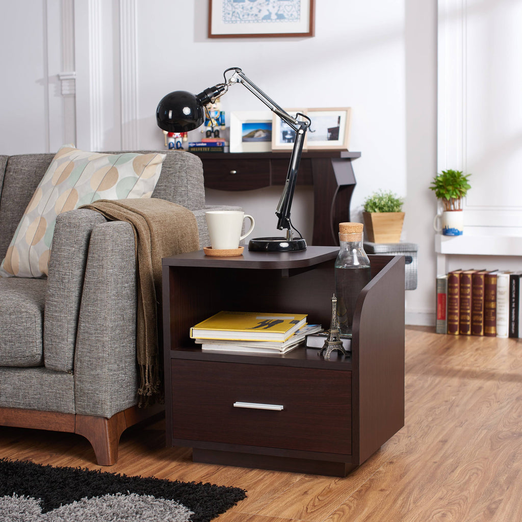Brown Storage Drawer End Table B2186
